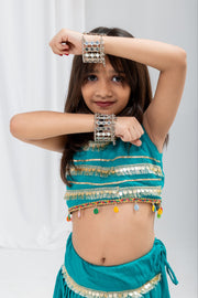 Girls Designer Lehenga Choli Set with Embellished Sleeveless Blouse