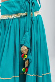 Girls Designer Lehenga Choli Set with Embellished Sleeveless Blouse