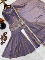 Women’s Embroidered Sharara Salwar Suit Set with Dupatta