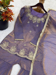 Women’s Embroidered Sharara Salwar Suit Set with Dupatta