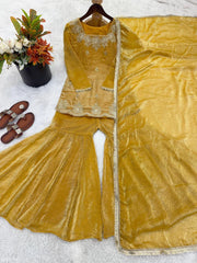 Women’s Embroidered Sharara Salwar Suit Set with Dupatta