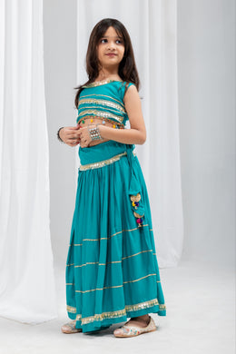 Girls Designer Lehenga Choli Set with Embellished Sleeveless Blouse