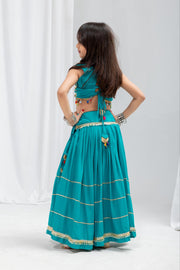 Girls Designer Lehenga Choli Set with Embellished Sleeveless Blouse