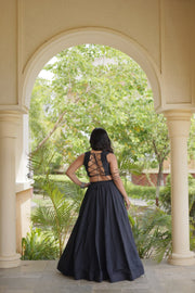 Women’s Gamthi-inspired thread embroidery Elegant Cora Cotton Lehenga Choli Set