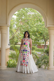 Women’s Gamthi-inspired thread embroidery Elegant Cora Cotton Lehenga Choli Set