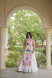 Women’s Gamthi-inspired thread embroidery Elegant Cora Cotton Lehenga Choli Set
