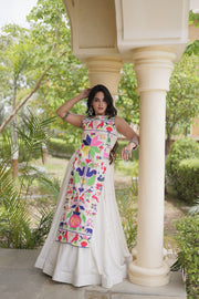 Women’s Gamthi-inspired thread embroidery Elegant Cora Cotton Lehenga Choli Set