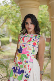 Women’s Gamthi-inspired thread embroidery Elegant Cora Cotton Lehenga Choli Set