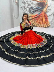Women’s Pure Cotton Mirror Work Lehenga Choli Set with Dupatta