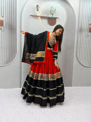 Women’s Pure Cotton Mirror Work Lehenga Choli Set with Dupatta