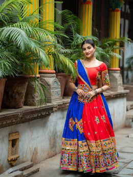 Women’s Traditional Gujarati Mirror Work Chaniya Choli
