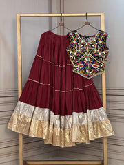 Women’s Lehenga Choli Set with Embroidered Blouse and Gota Work