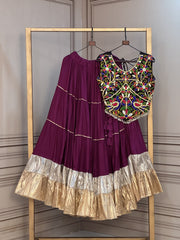 Women’s Lehenga Choli Set with Embroidered Blouse and Gota Work