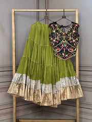 Women’s Lehenga Choli Set with Embroidered Blouse and Gota Work
