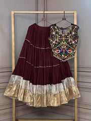 Women’s Lehenga Choli Set with Embroidered Blouse and Gota Work
