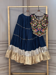 Women’s Lehenga Choli Set with Embroidered Blouse and Gota Work