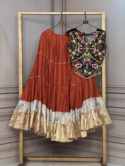 Women’s Lehenga Choli Set with Embroidered Blouse and Gota Work