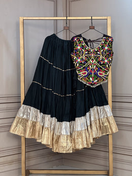 Women’s Lehenga Choli Set with Embroidered Blouse and Gota Work