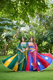 Women’s Gujarati Navratri Lehenga Choli with Mirror Work & Printed Dupatta