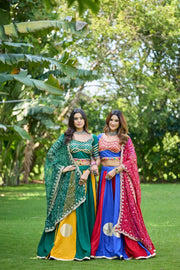 Women’s Gujarati Navratri Lehenga Choli with Mirror Work & Printed Dupatta