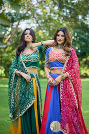 Women’s Gujarati Navratri Lehenga Choli with Mirror Work & Printed Dupatta