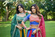 Women’s Gujarati Navratri Lehenga Choli with Mirror Work & Printed Dupatta