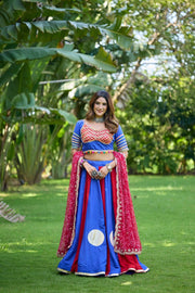 Women’s Gujarati Navratri Lehenga Choli with Mirror Work & Printed Dupatta