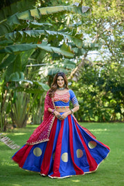 Women’s Gujarati Navratri Lehenga Choli with Mirror Work & Printed Dupatta