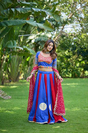 Women’s Gujarati Navratri Lehenga Choli with Mirror Work & Printed Dupatta
