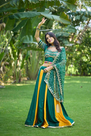 Women’s Gujarati Navratri Lehenga Choli with Mirror Work & Printed Dupatta