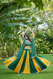 Women’s Gujarati Navratri Lehenga Choli with Mirror Work & Printed Dupatta