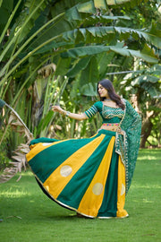 Women’s Gujarati Navratri Lehenga Choli with Mirror Work & Printed Dupatta