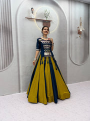 Women’s Pure Cotton Lehenga Choli Set with Hand Mirror & Ribbon Work