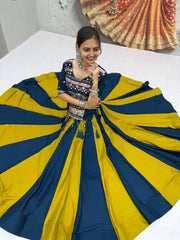 Women’s Pure Cotton Lehenga Choli Set with Hand Mirror & Ribbon Work