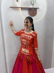 Women’s Pure Cotton Lehenga Choli Set with Hand Mirror & Ribbon Work