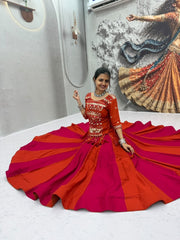 Women’s Pure Cotton Lehenga Choli Set with Hand Mirror & Ribbon Work