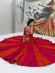 Women’s Pure Cotton Lehenga Choli Set with Hand Mirror & Ribbon Work