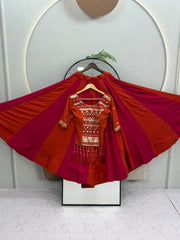 Women’s Pure Cotton Lehenga Choli Set with Hand Mirror & Ribbon Work