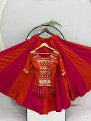 Women’s Pure Cotton Lehenga Choli Set with Hand Mirror & Ribbon Work