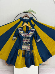 Women’s Pure Cotton Lehenga Choli Set with Hand Mirror & Ribbon Work