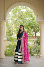Women’s Anarkali Gown Set with Printed Dupatta