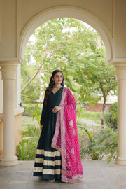 Women’s Anarkali Gown Set with Printed Dupatta