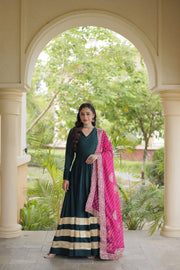 Women’s Anarkali Gown Set with Printed Dupatta