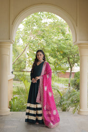 Women’s Anarkali Gown Set with Printed Dupatta