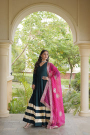 Women’s Anarkali Gown Set with Printed Dupatta