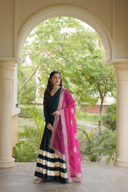 Women’s Anarkali Gown Set with Printed Dupatta