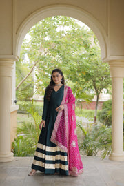 Women’s Anarkali Gown Set with Printed Dupatta