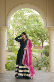Women’s Anarkali Gown Set with Printed Dupatta