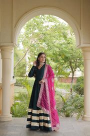 Women’s Anarkali Gown Set with Printed Dupatta