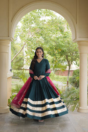 Women’s Anarkali Gown Set with Printed Dupatta